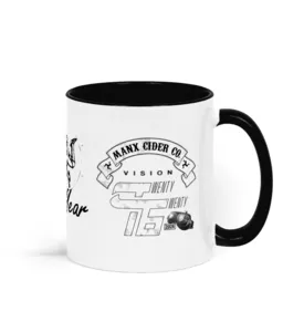 Manx Cider Vision 2026 in partnership with All Seasons black two-toned ceramic mug