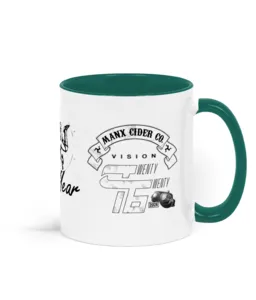 Manx Cider Vision 2026 in partnership with All Seasons green two-toned ceramic mug